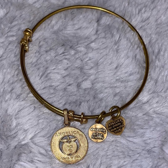 Angelica Teacher Adjustable Gold Tone Brass Bangle Bracelet - Picture 5 of 5